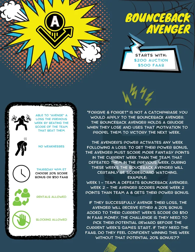 Bounceback Avenger superpower card